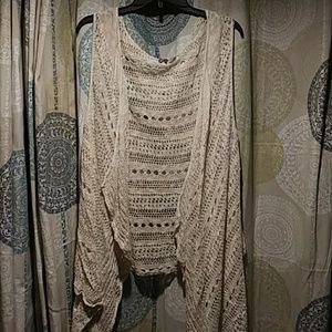 Vanity hooded crochet vest sweater